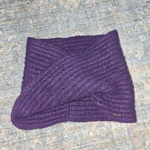 Coach Womens Cowl Infinity Cable Knit Scarf  Neck  Warmer Alpaca Wool Purple
